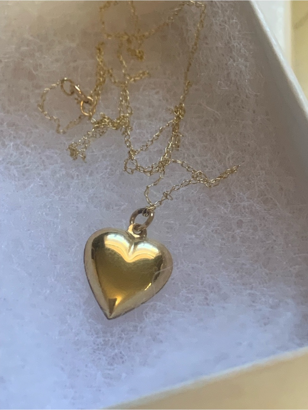 10kt Puffy Gold Heart Pendant Necklace - Women Jewelry